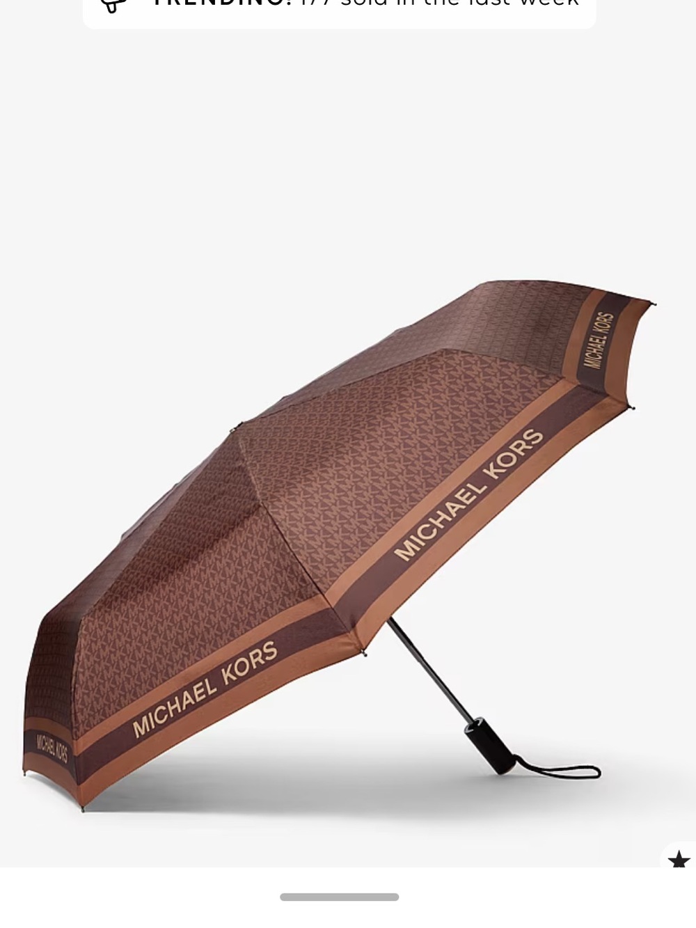 Michael Kors Travel MK Signature Monogram Umbrella (Brown)